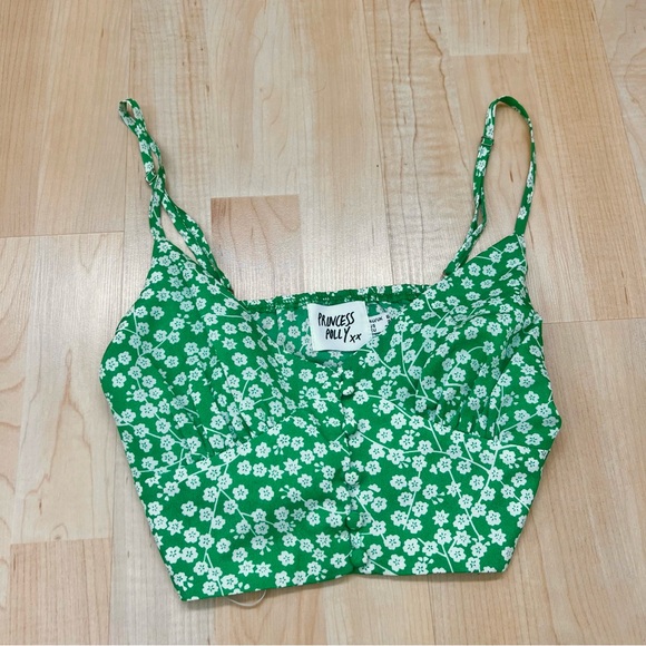 Princess Polly two piece set green floral tank and skirt crop top summer dress - Picture 2 of 5